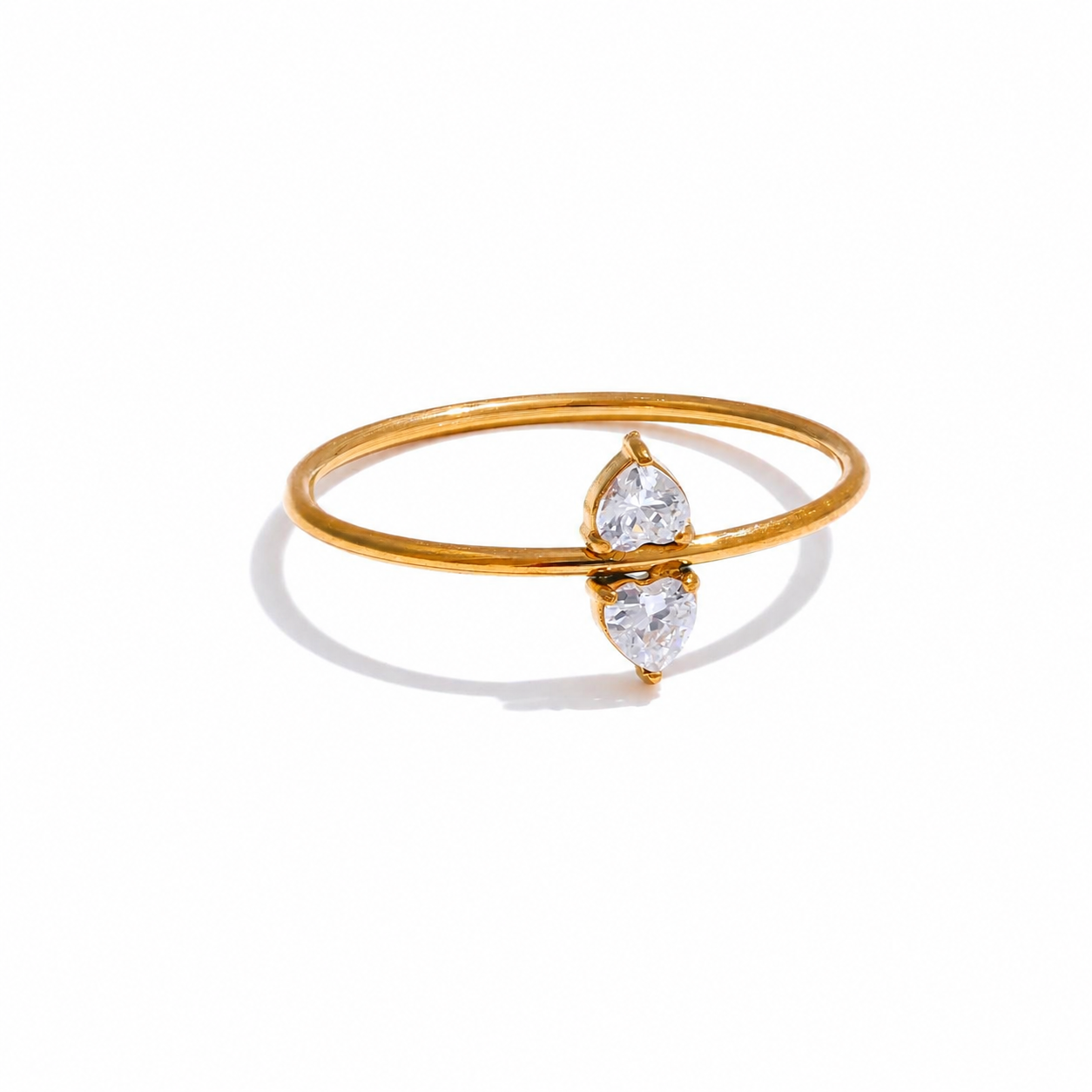 Anillo Fino con Circonita Bañado en Oro 18K — Elegancia Delicada