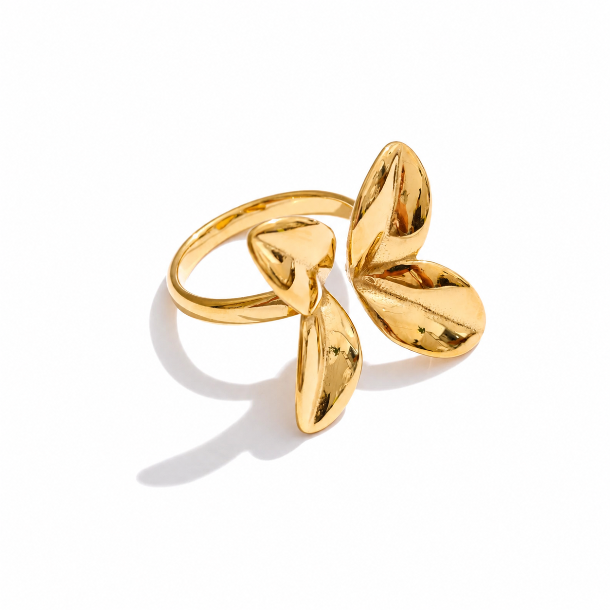 Anillo Floral Ajustable Bañado en Oro 18K o Platino— Elegancia Minimalista