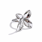 Anillo Floral Ajustable Bañado en Oro 18K o Platino— Elegancia Minimalista