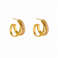 Pendientes Geométricos con Circonitas Bañados en Oro 18K o Platino — Elegancia Delicada