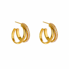 Pendientes Geométricos con Circonitas Bañados en Oro 18K o Platino — Elegancia Delicada