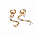 Pendientes Statement con Perla Natural Bañados en Oro 18K o Platino — Estilo Sofisticado