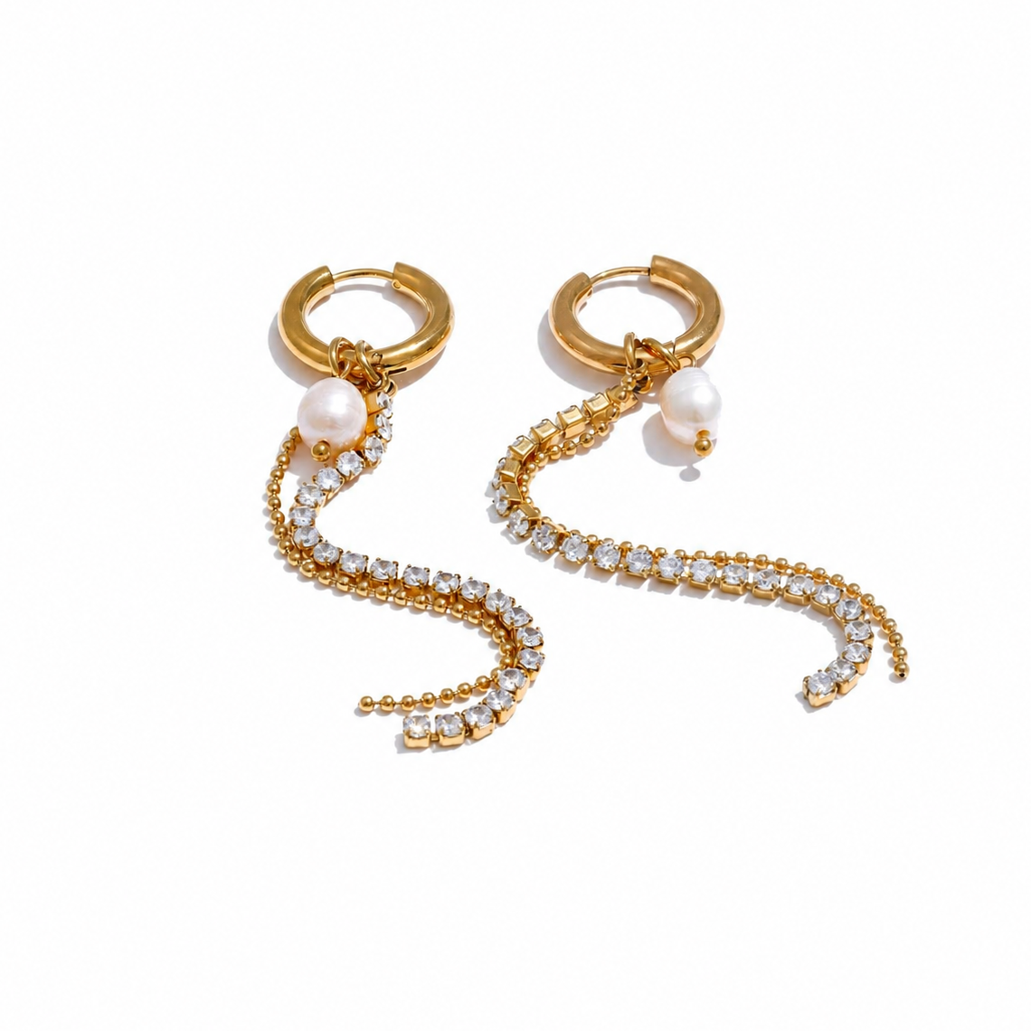 Pendientes Statement con Perla Natural Bañados en Oro 18K o Platino — Estilo Sofisticado