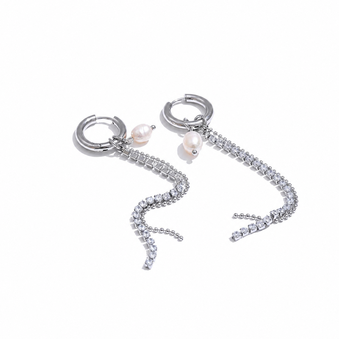 Pendientes Statement con Perla Natural Bañados en Oro 18K o Platino — Estilo Sofisticado