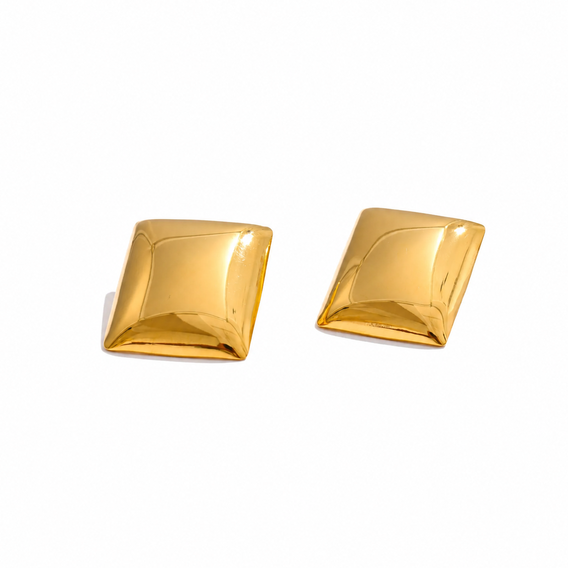 Pendientes Glossy de Diseño Rectangular Bañados en Oro 18K o Platino — Estilo Moderno