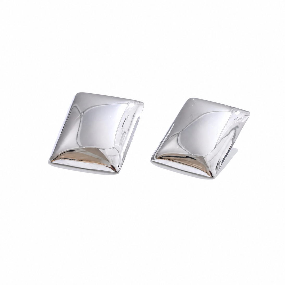 Pendientes Glossy de Diseño Rectangular Bañados en Oro 18K o Platino — Estilo Moderno