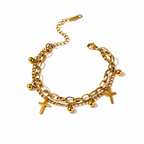 Pulsera Cruz en Capas Bañada en Oro 18K — Estilo Trendy Chic