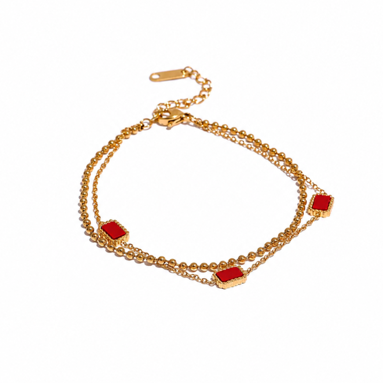 Pulsera Fashion con Charm Acrílico Bañada en Oro 18K — Estilo Trendy