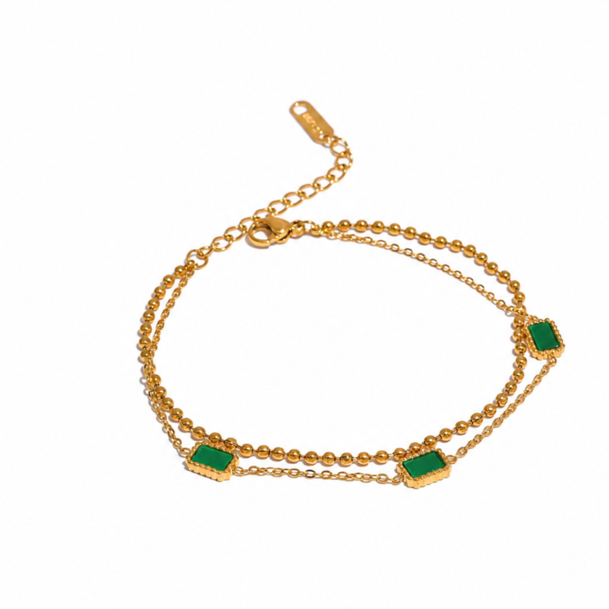 Pulsera Fashion con Charm Acrílico Bañada en Oro 18K — Estilo Trendy