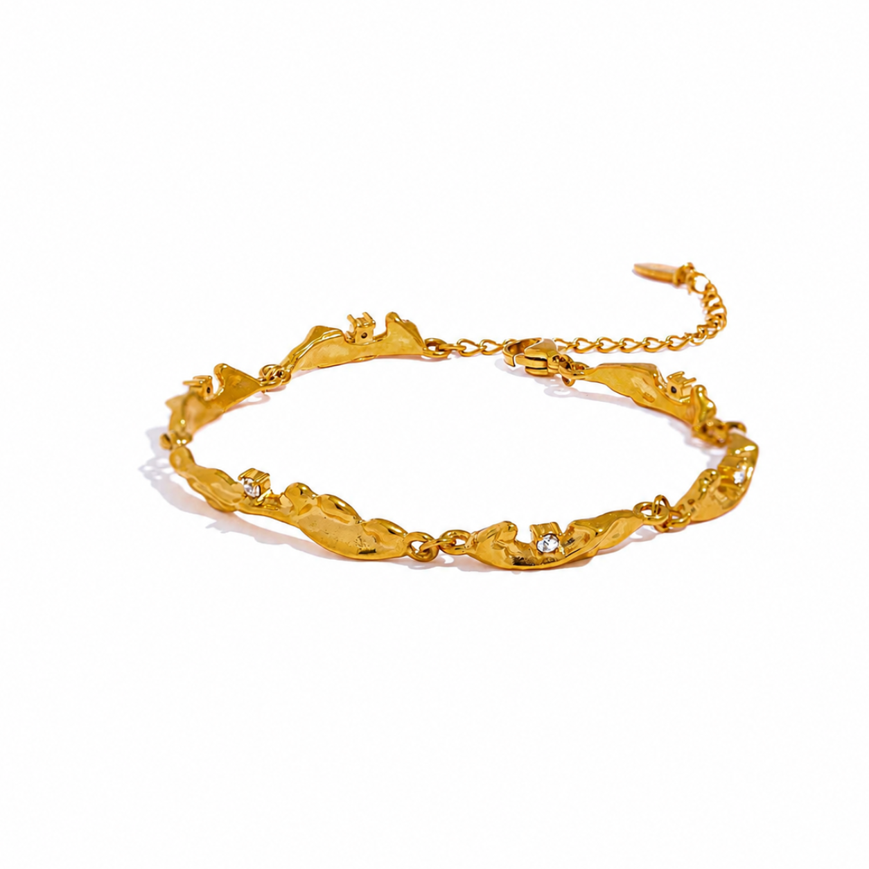 Pulsera Texturizada Bañada en Oro 18K — Estilo Vintage Chic