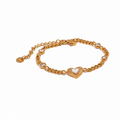 Pulsera Corazón de Concha Natural Bañada en Oro 18K — Elegancia Delicada