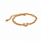 Pulsera Corazón de Concha Natural Bañada en Oro 18K — Elegancia Delicada