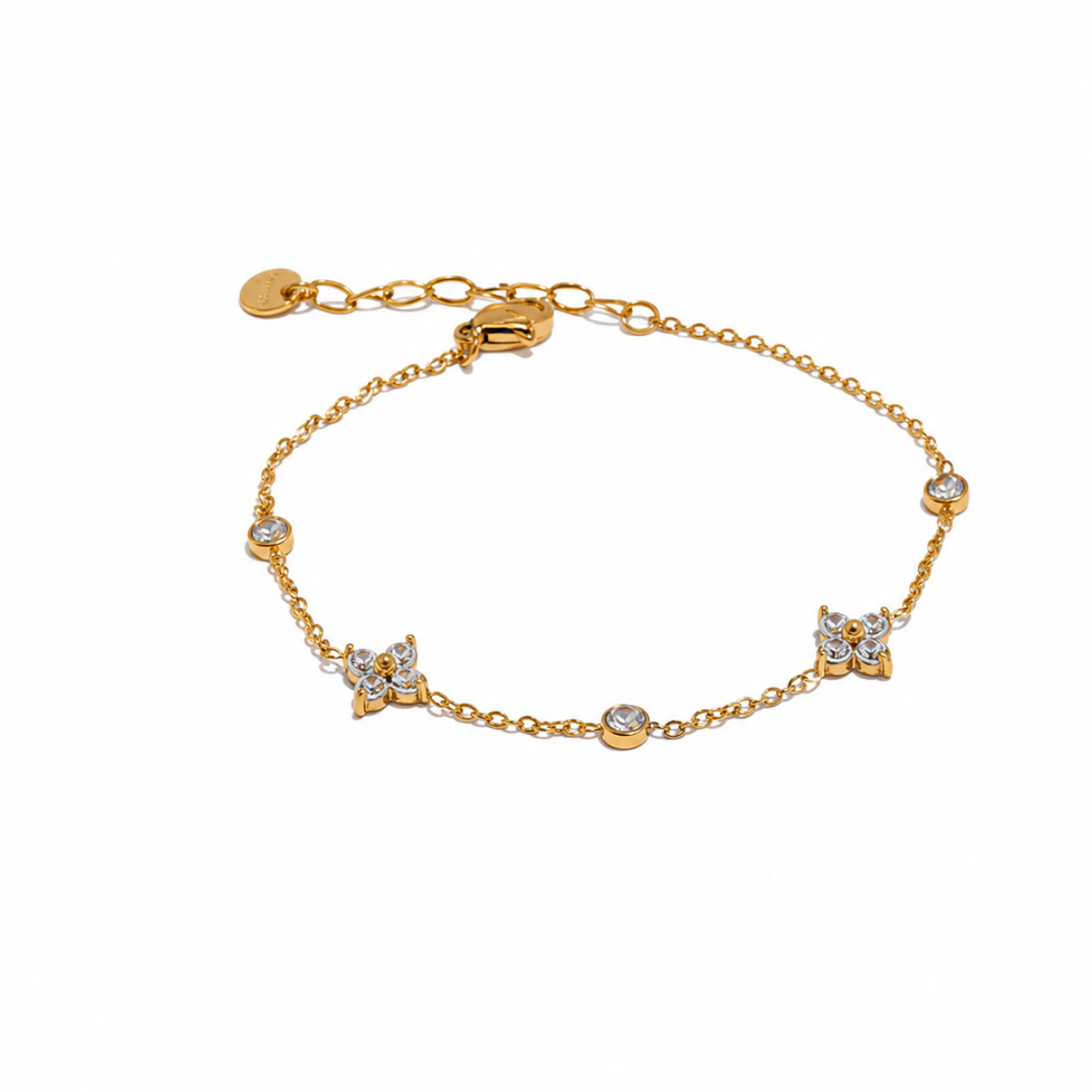 Pulsera Minimalista Floral Bañada en Oro 18K o Platino — Estilo Sofisticado