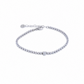 Pulsera Corazón con Circonitas Bañada en Oro 18K o Platino — Brillo Elegante