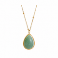 Collar Gota de Piedra Natural Bañado en Oro 18K — Elegancia Exclusiva