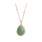 Collar Gota de Piedra Natural Bañado en Oro 18K — Elegancia Exclusiva