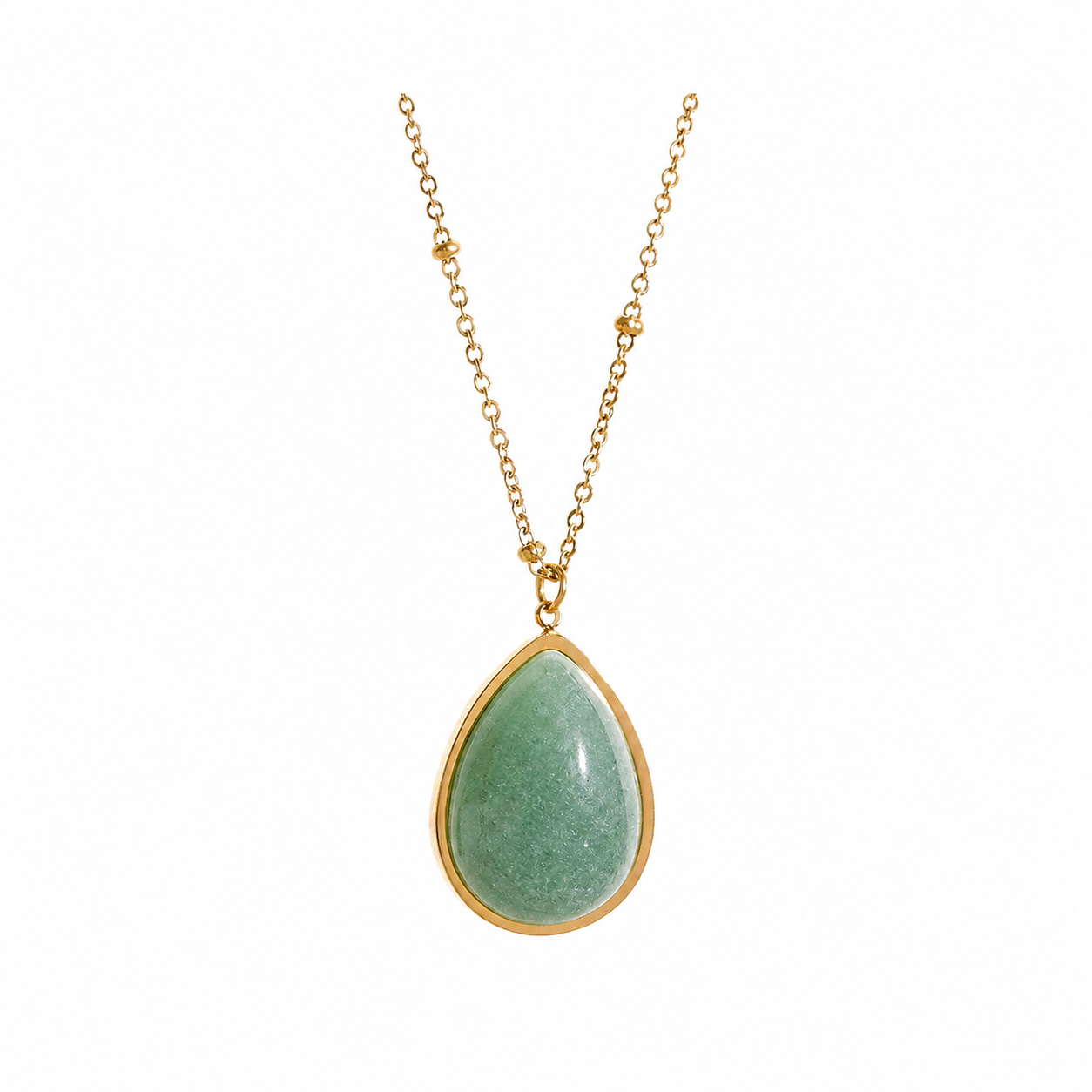 Collar Gota de Piedra Natural Bañado en Oro 18K — Elegancia Exclusiva