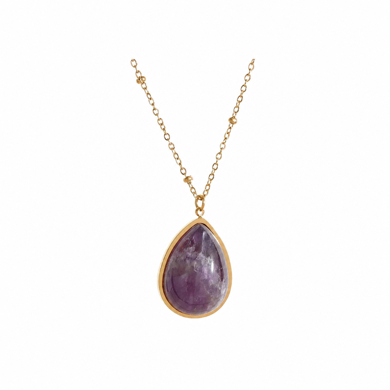 Collar Gota de Piedra Natural Bañado en Oro 18K — Elegancia Exclusiva