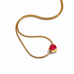 Collar Delicado Bañado en Oro 18K de Corazón Rojo — Estilo Elegante