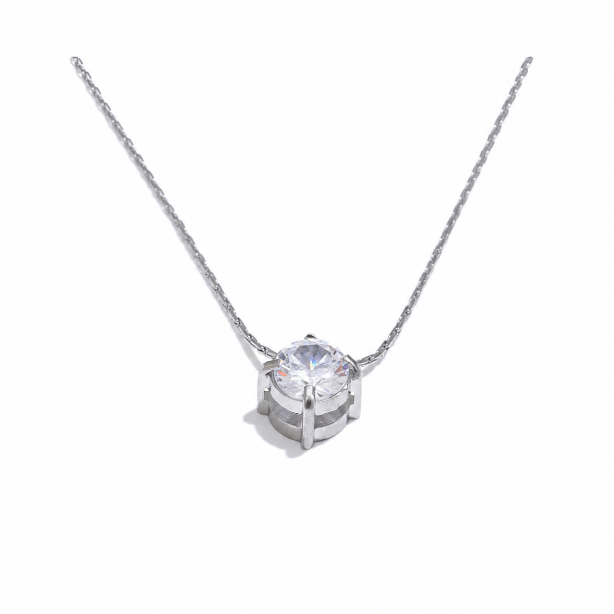 Collar Colgante de Acero Inoxidable Bañado en Oro 18K o Platino con Circonita Brillante