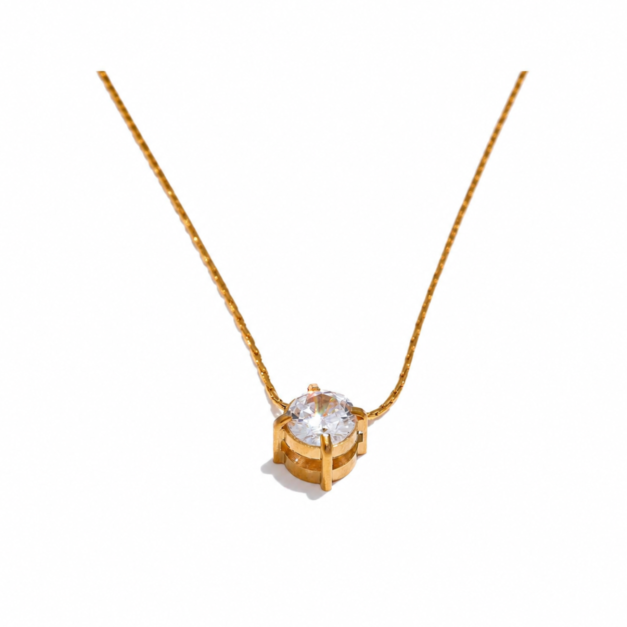Collar Colgante de Acero Inoxidable Bañado en Oro 18K o Platino con Circonita Brillante