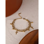 Pulsera Cruz en Capas Bañada en Oro 18K — Estilo Trendy Chic