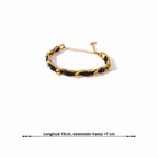 Pulsera de Cuero y Cadena Bañada en Oro 18K o Platino — Estilo Statement Chic