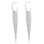 Pendientes Largos de Flecos Bañados en Oro 18K o Platino
