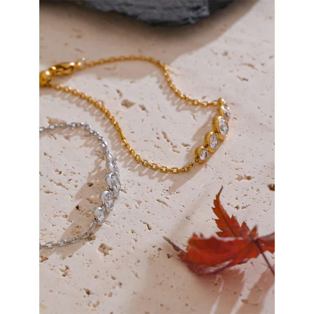 Pulsera Delicada con Circonitas Bañada en Oro 18K o Platino