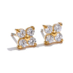 Pendientes Florales con Circonitas Bañados en Oro 18K o Platino— Elegancia Delicada