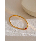 Pulsera elástica Delicada con Corazón para Mujer Bañada en Oro 18K
