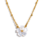 Collar Flor de Concha Natural Bañado en Oro 18K