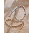 Pulsera Corazón con Circonitas Bañada en Oro 18K o Platino — Brillo Elegante