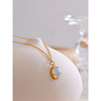 Collar Femenino con Piedra Ópalo Natural Bañado en Oro Real 18K o Platino