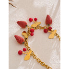 Collar de Cerezas y Fresas Bañado en Oro 18K — Estilo Dulce y Chic
