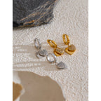 Pendientes de Aro Doble Corazón con Circonitas Bañados en Oro 18K o Platino — Elegancia Romántica