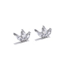 Pendientes Pequeños de Flor con Circonitas Bañados en Oro 18K o Platino — Estilo Coreano