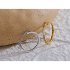 Anillo Abierto con Circonitas Bañado en Oro 18K o Platino — Estilo Coreano