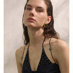Pendientes Glossy de Diseño Rectangular Bañados en Oro 18K o Platino — Estilo Moderno