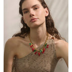 Collar de Cerezas y Fresas Bañado en Oro 18K — Estilo Dulce y Chic