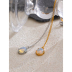 Collar Femenino con Piedra Ópalo Natural Bañado en Oro Real 18K o Platino