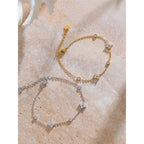 Pulsera Minimalista Floral Bañada en Oro 18K o Platino — Estilo Sofisticado