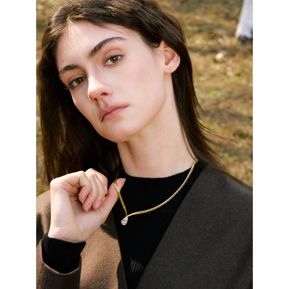 Collar Brillante con Circonitas Bañado en Oro 18K — Elegancia Premium