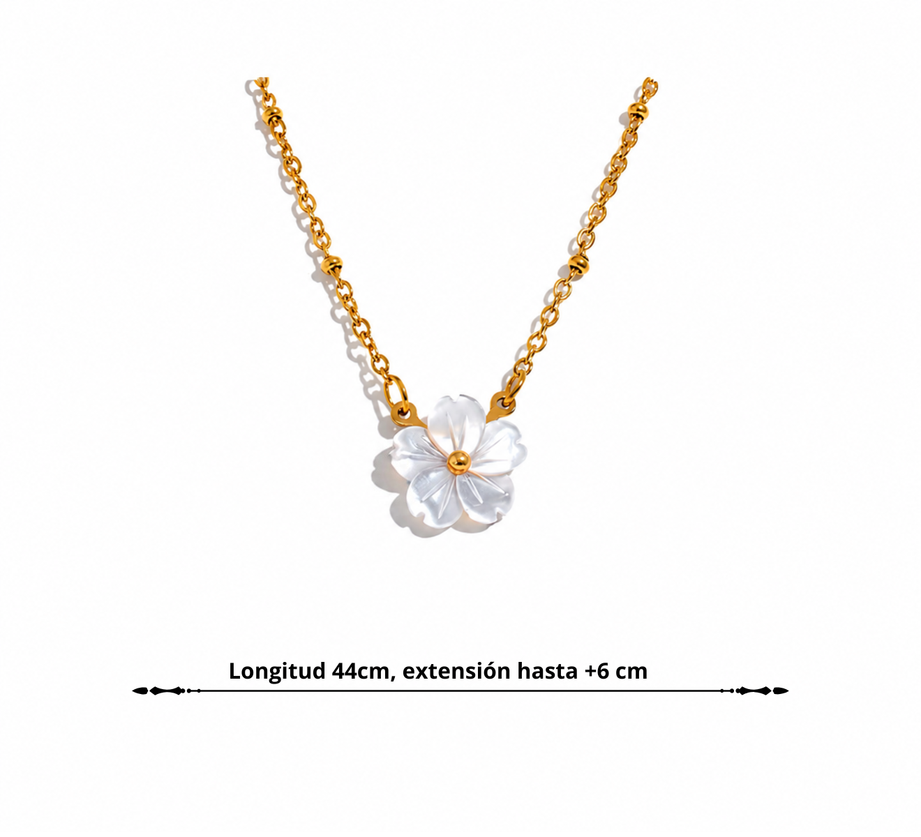 Collar Flor de Concha Natural Bañado en Oro 18K