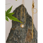 Collar Colgante de Acero Inoxidable Bañado en Oro 18K o Platino con Circonita Brillante