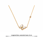Collar Delicado Bañado en Oro 18K de Mariposa con Concha Natural