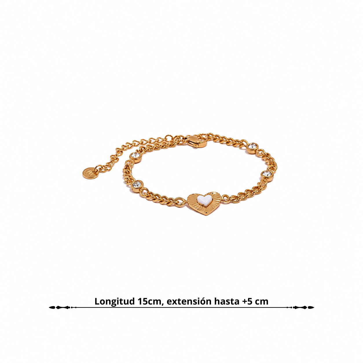 Pulsera Corazón de Concha Natural Bañada en Oro 18K — Elegancia Delicada