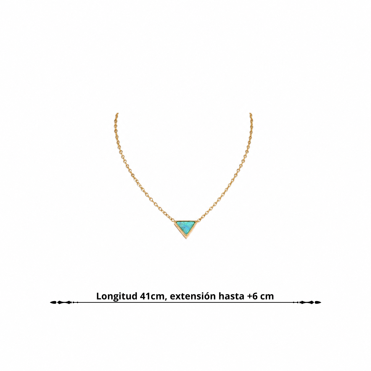 Collar Delicado Bañado en Oro 18K oPlatino de Ópalo Natural con Diseño Triángulo