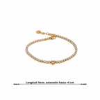 Pulsera Corazón con Circonitas Bañada en Oro 18K o Platino — Brillo Elegante