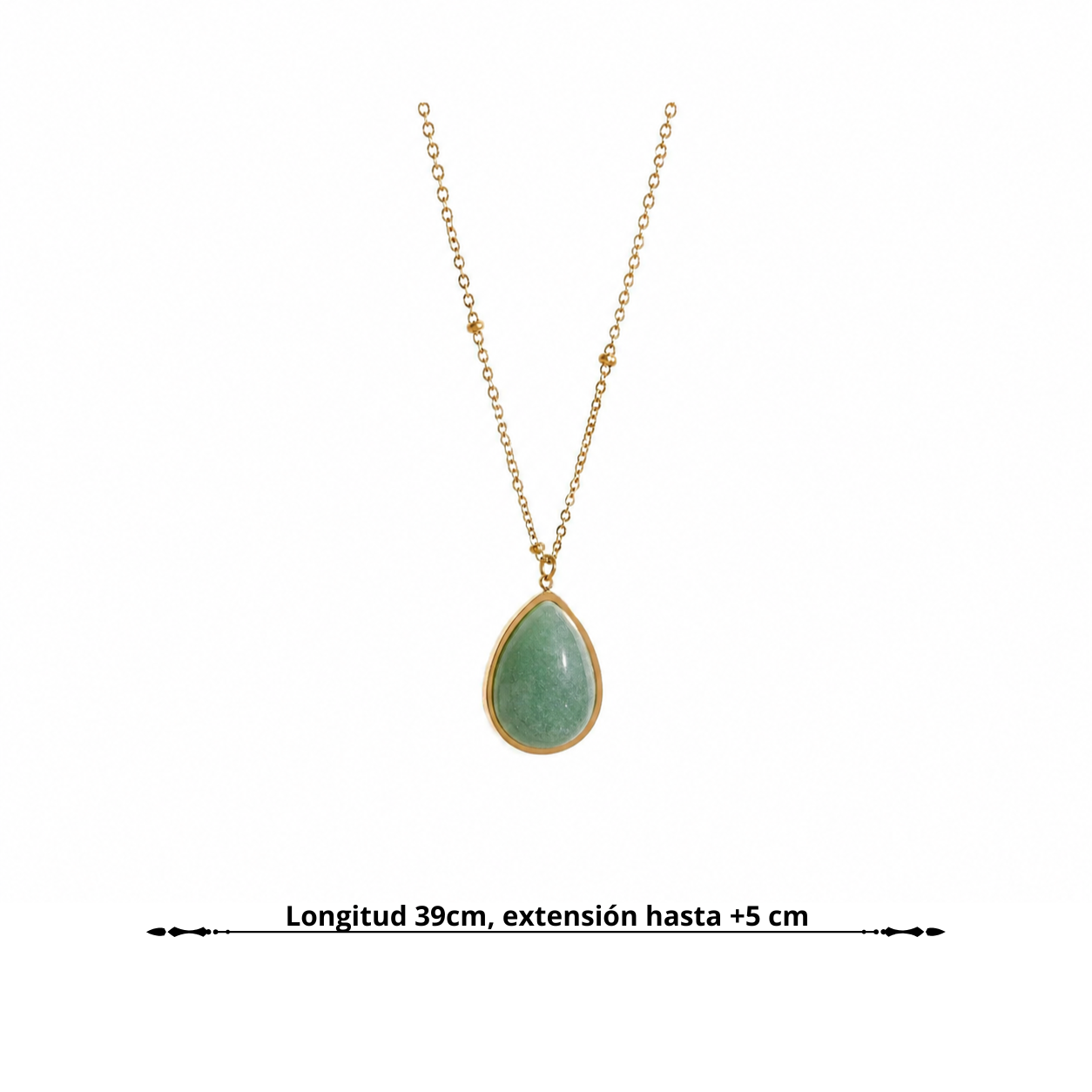 Collar Gota de Piedra Natural Bañado en Oro 18K — Elegancia Exclusiva